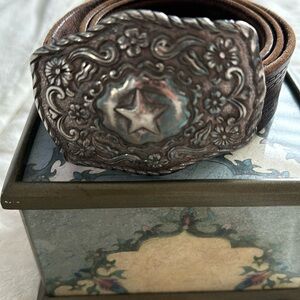 Vintage leather belts with silver buckle